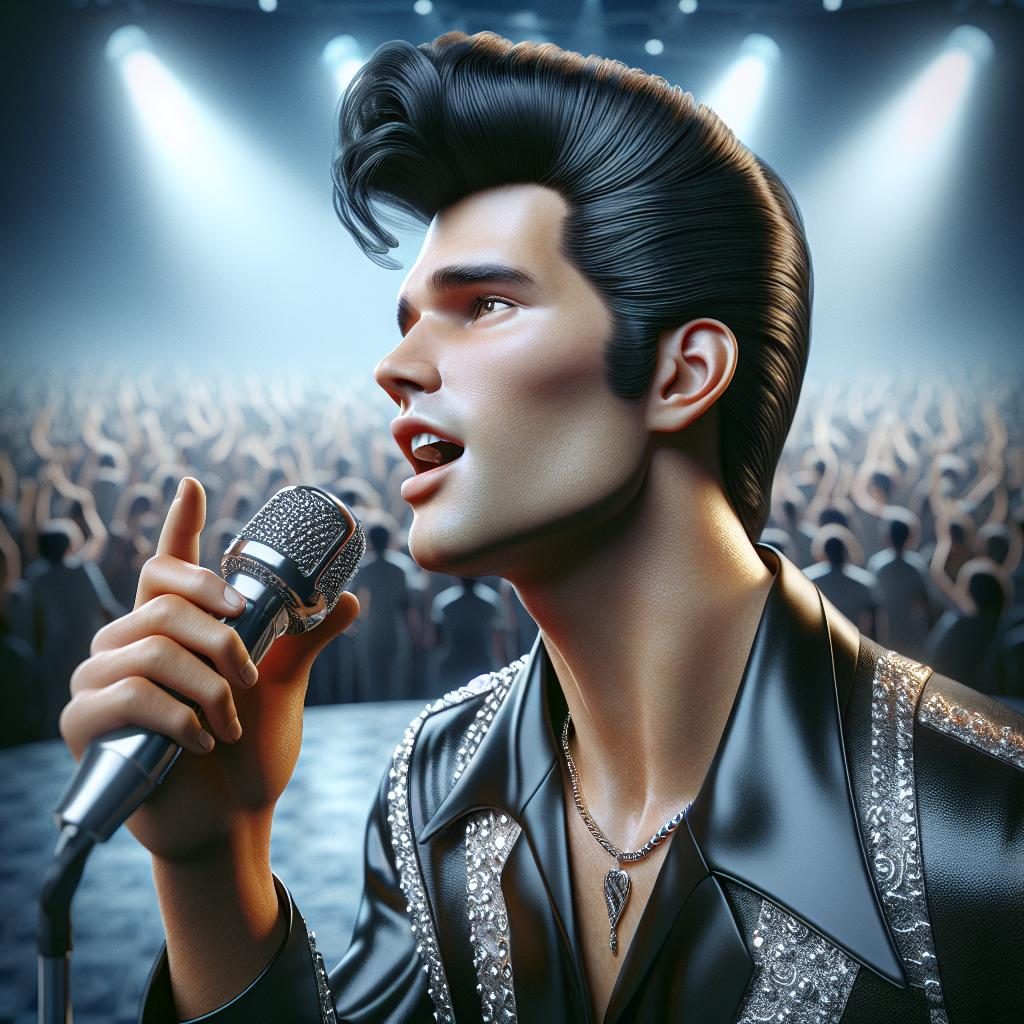 Elvis impersonator singing onstage