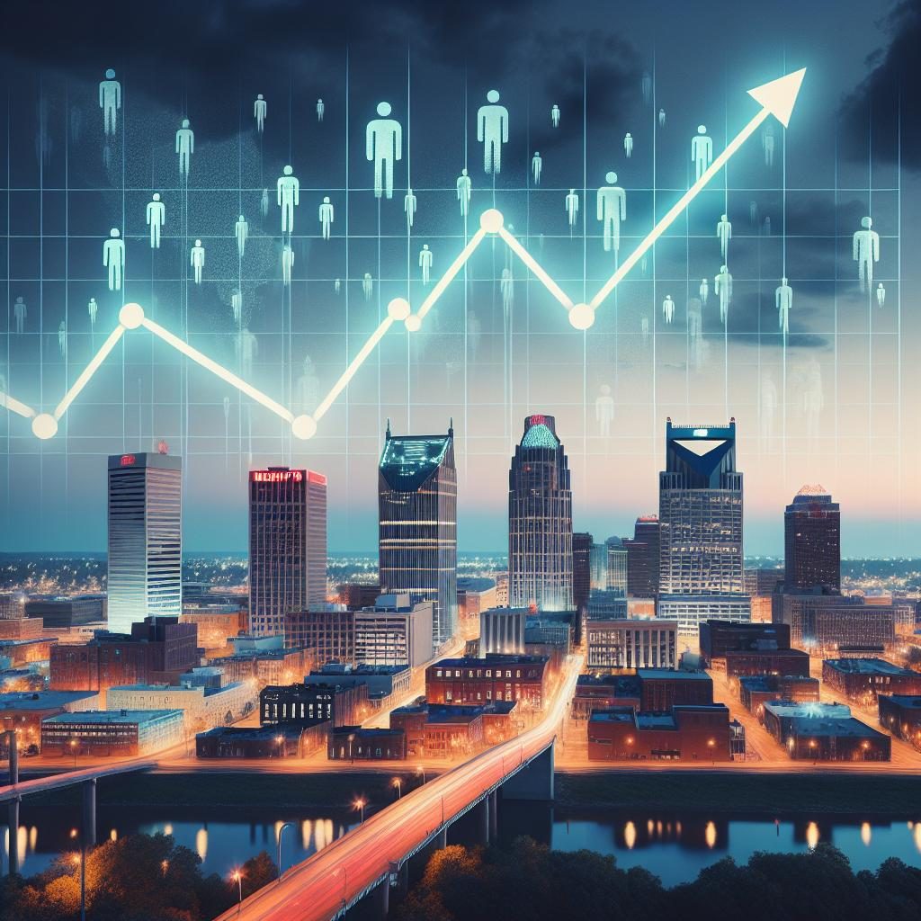 Memphis skyline with rising HIV graph.