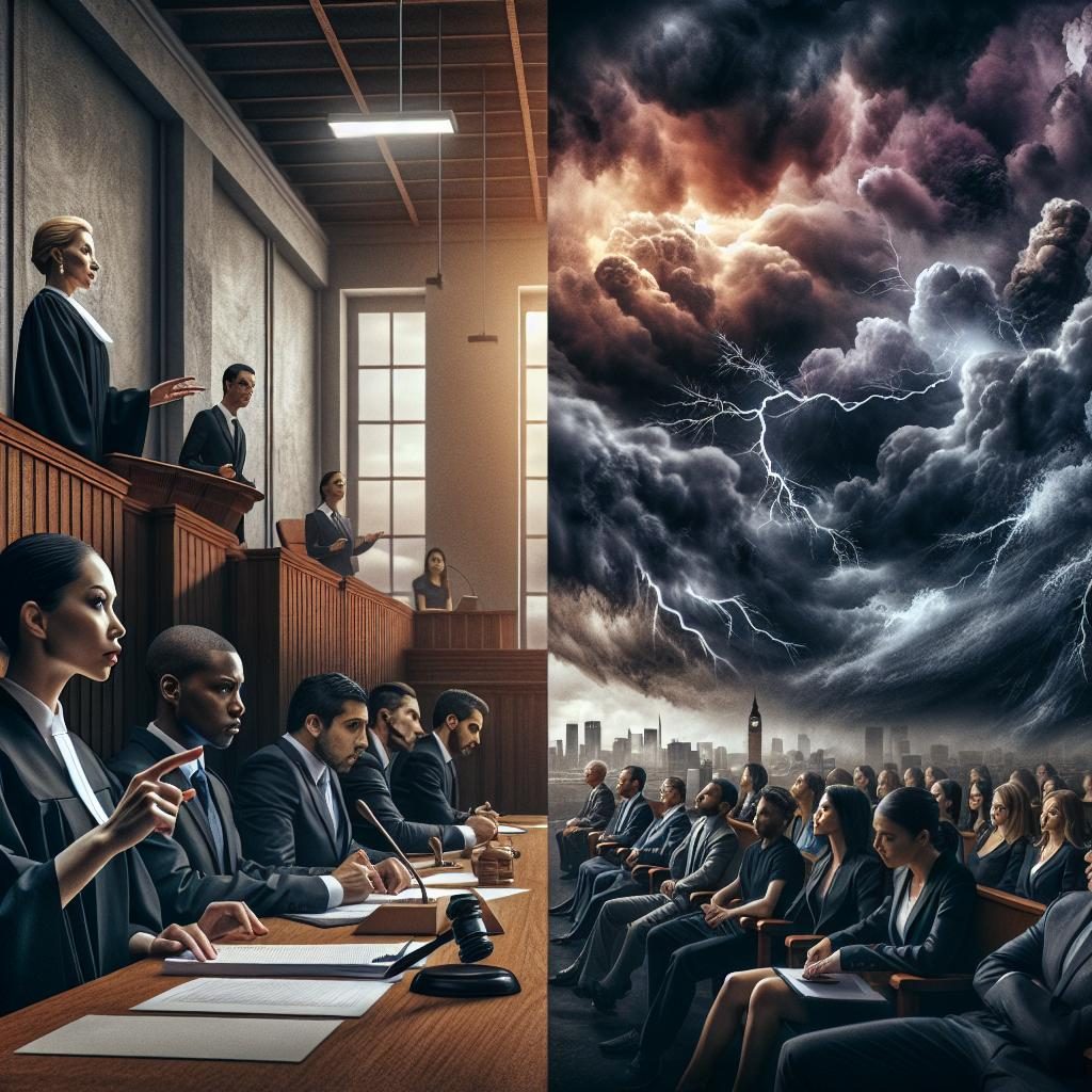 Courtroom and Storm Clouds