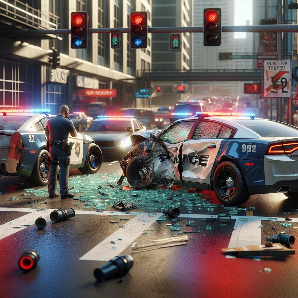 Police car collision scene