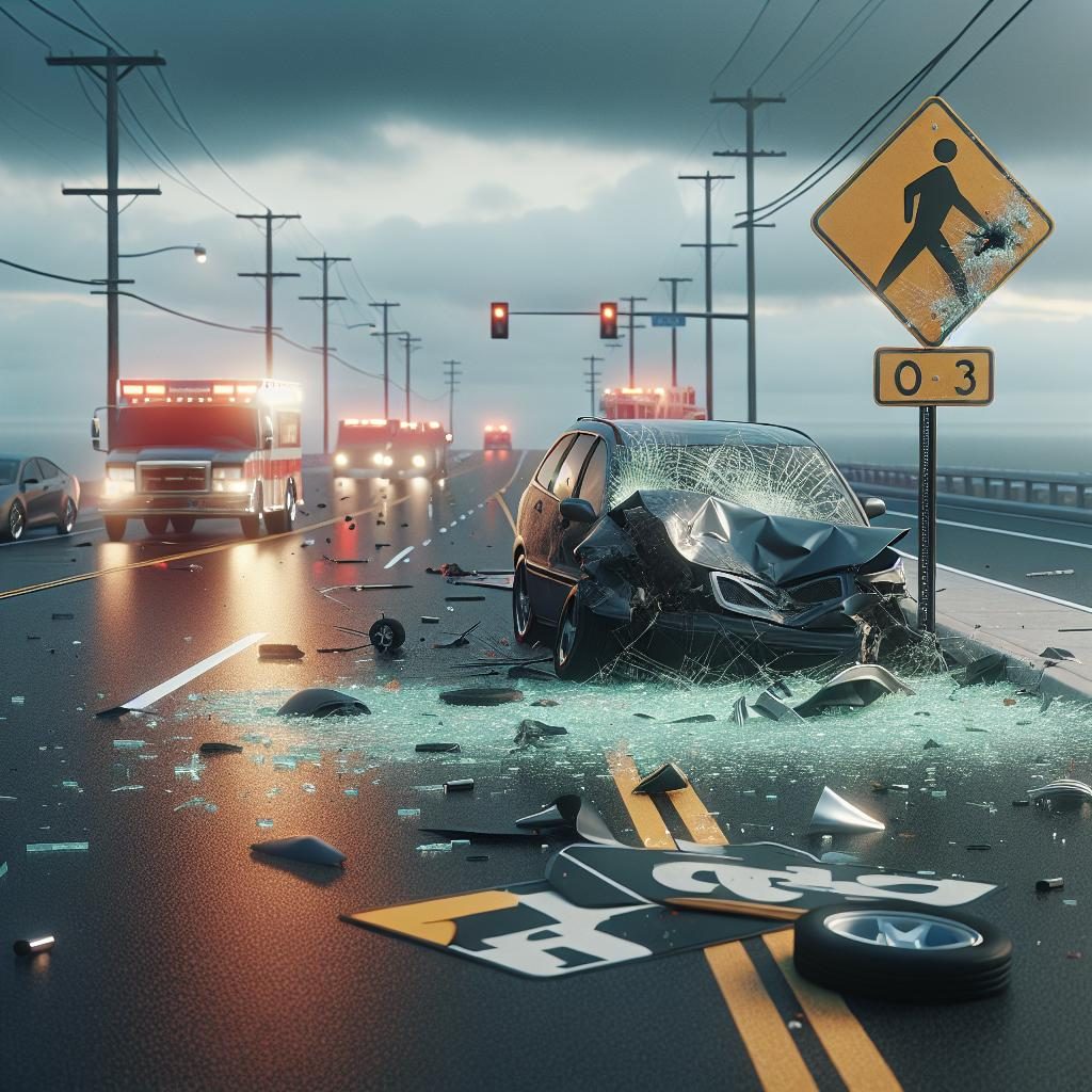 Car crash aftermath scene