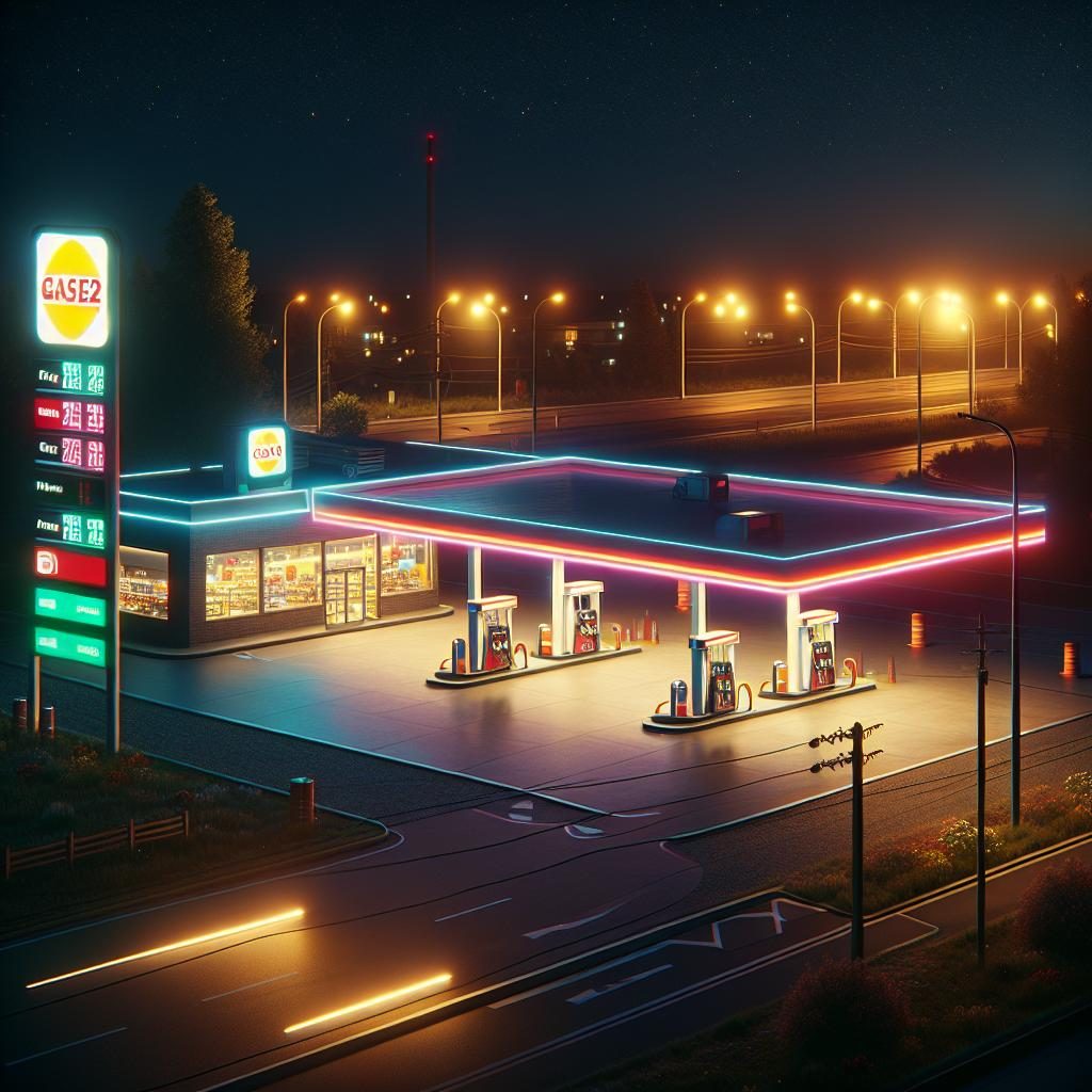 Gas station at night