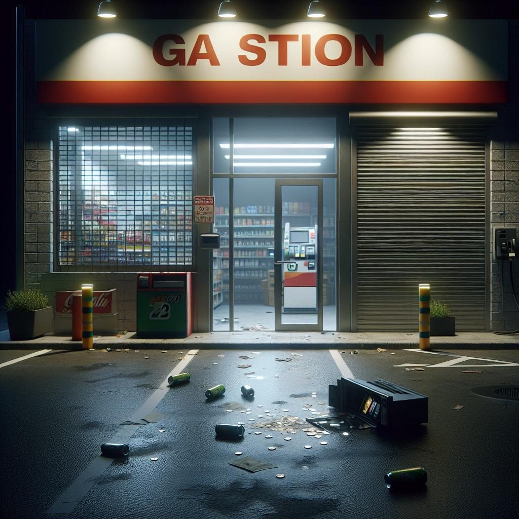 Gas station burglary scene