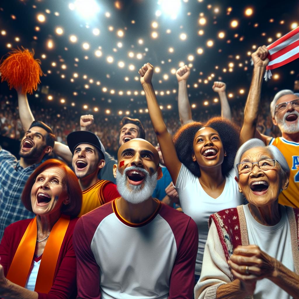 Basketball fans cheering