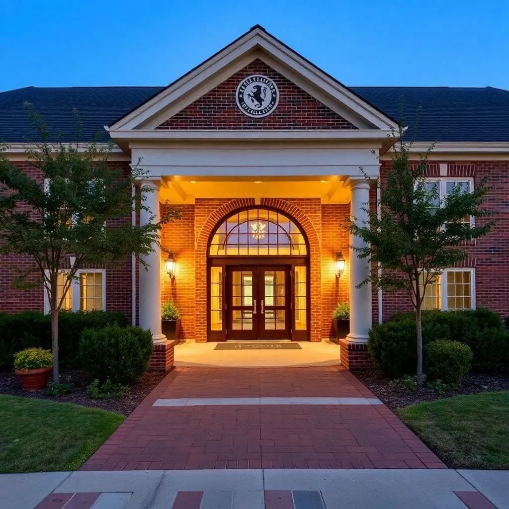 Welcoming entryway of a private school in Memphis.