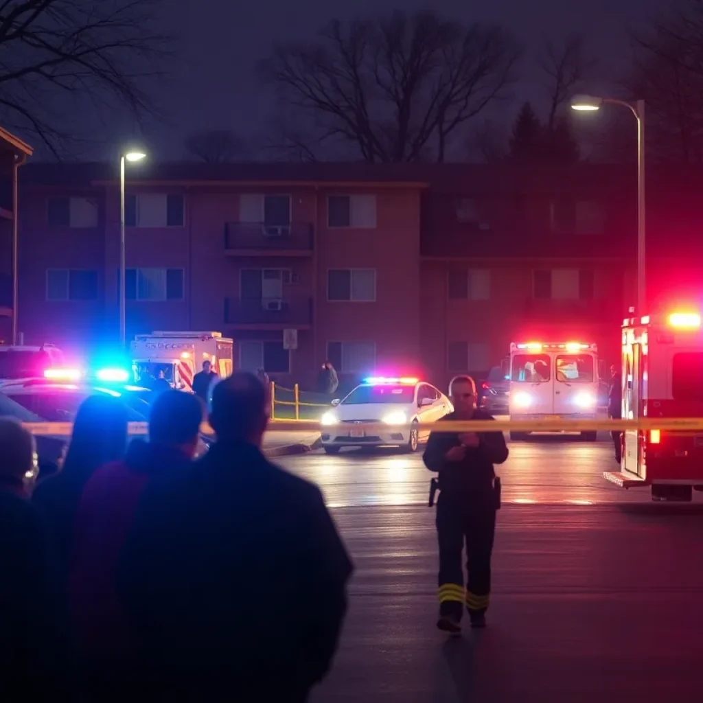 Police at the scene of a shooting incident at an apartment complex in Memphis