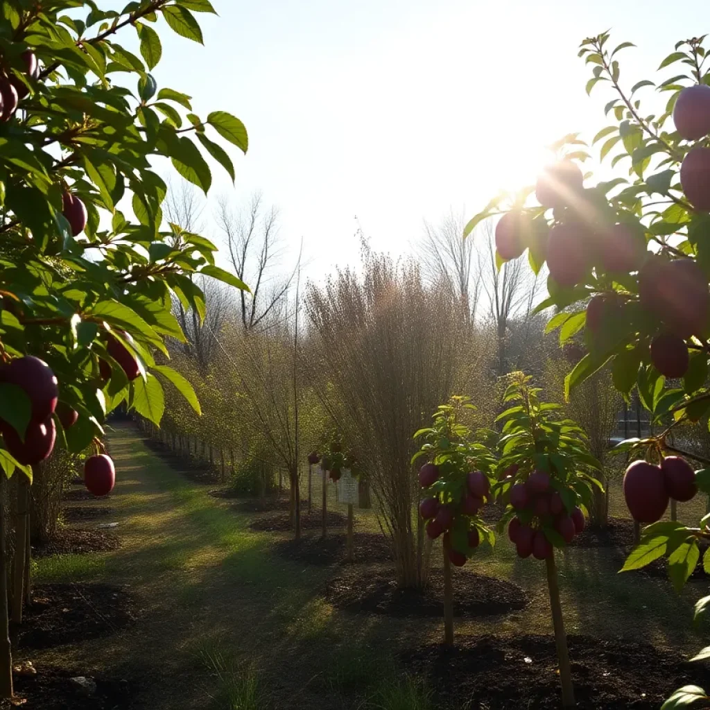 A community garden in Memphis featuring mulberry, plum, and elderberry trees.