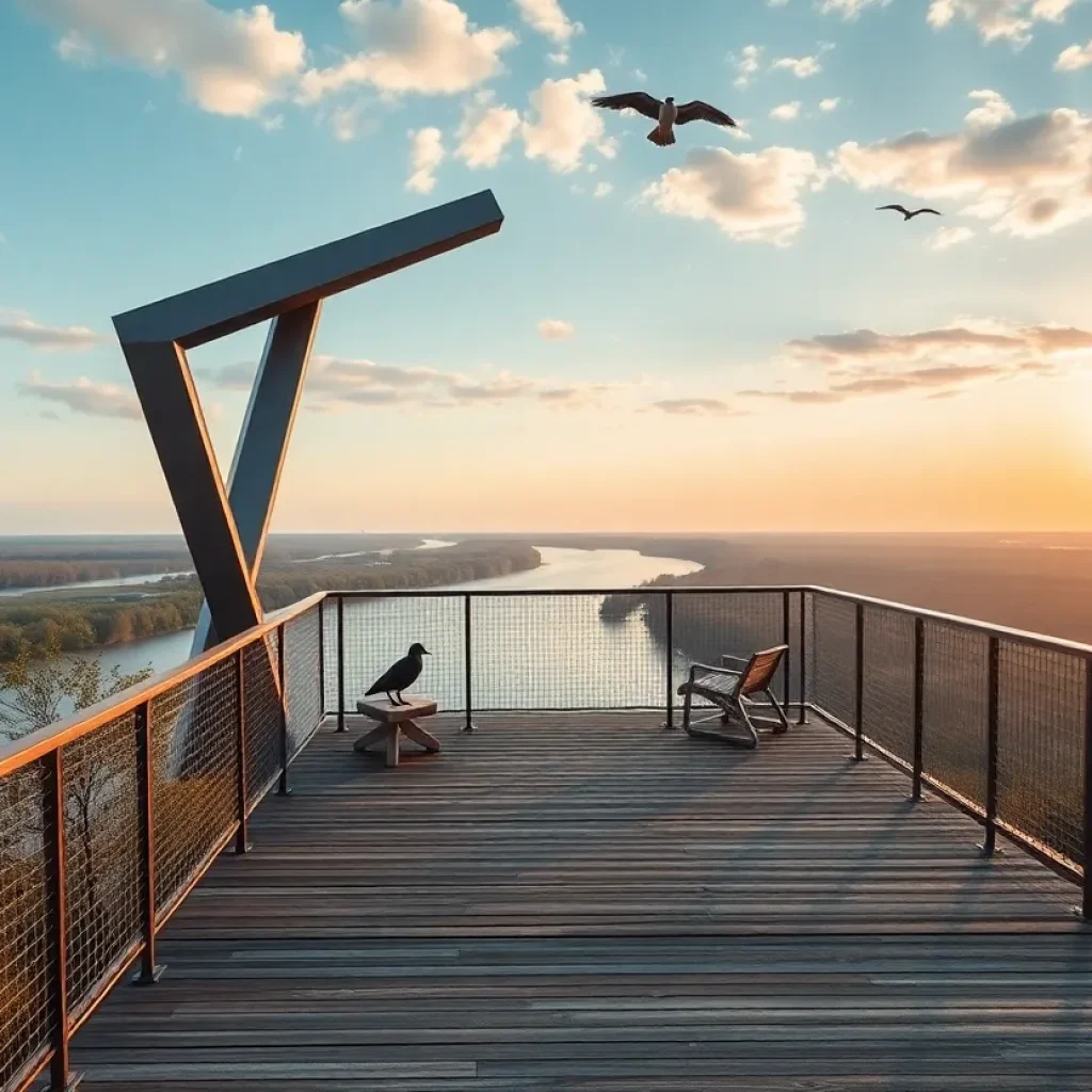 Rendering of the Memphis Flyway observation deck on the Mississippi River.