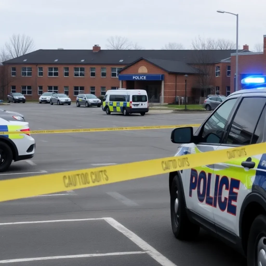 Memphis school parking lot with police presence