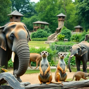 Various animals at the Memphis Zoo including elephants and meerkats.