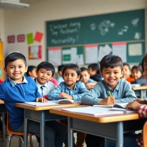 Classroom scene depicting students involved in education activities reflecting growth in school voucher program