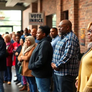 Residents lining up to vote at Hermitage Library in Memphis