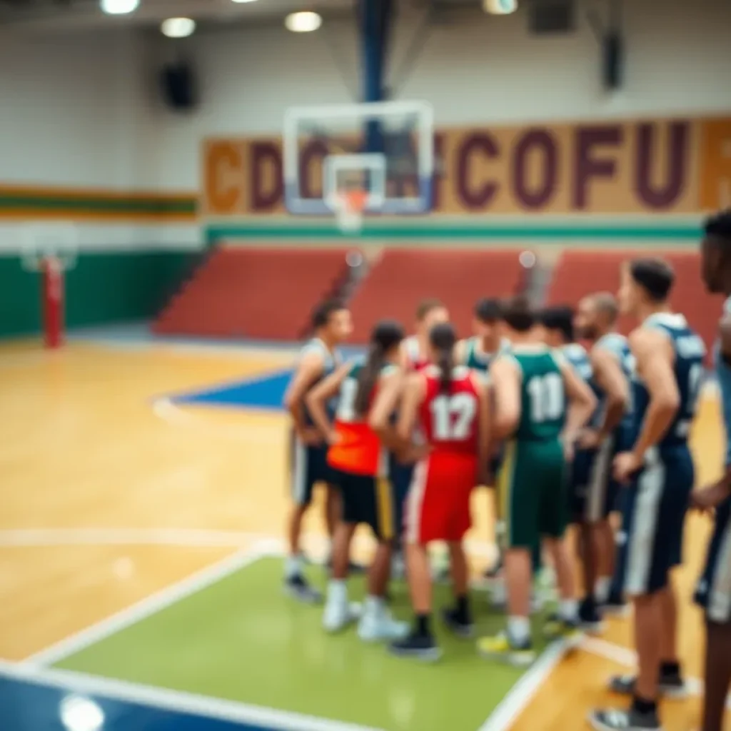 Memphis Grizzlies team huddle on the basketball court