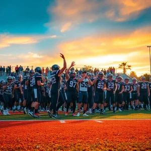 MASE football team celebrating their Class 1A state championship victory