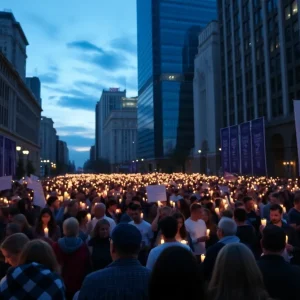 Participants holding candles during the vigil for Tyre Nichols in Memphis