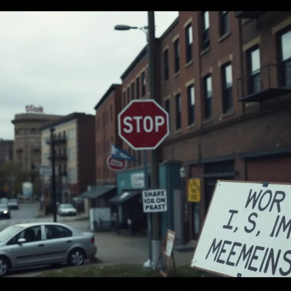 Urban scene in Memphis reflecting community distress