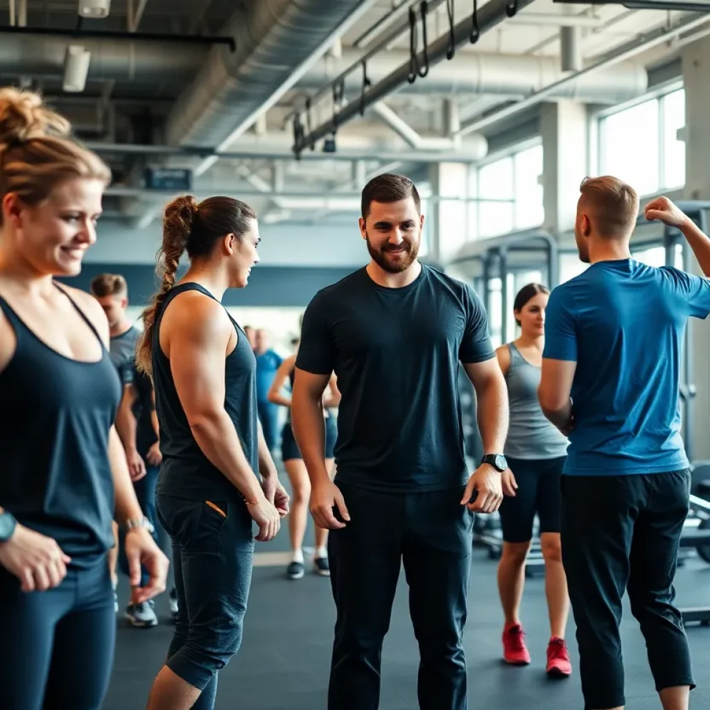 Trainers guide clients in a gym in Memphis