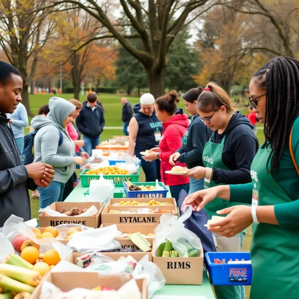 Volunteers serving meals in a park to combat food insecurity in Memphis.