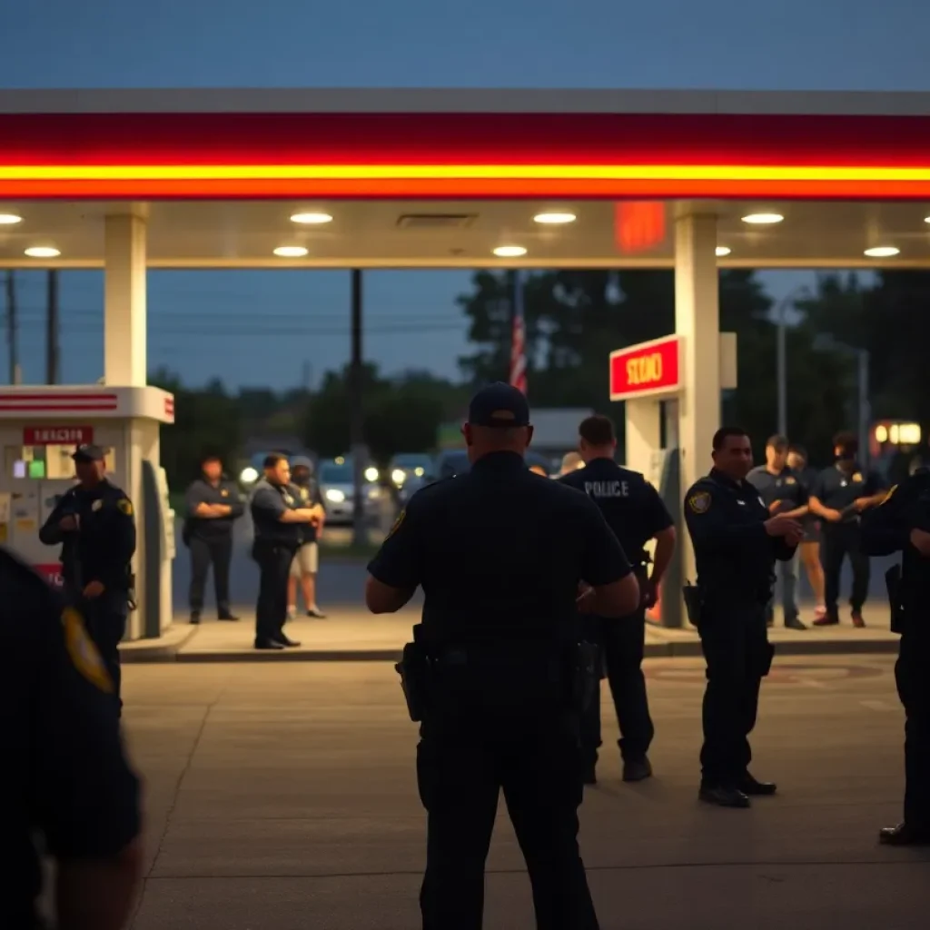 Police investigating a gas station in Memphis after shootings.