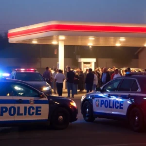 Police at the scene of gas station violence in Memphis