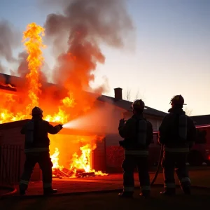 Firefighters fighting a blaze in a Memphis neighborhood