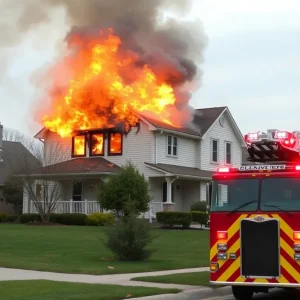 Emergency response to a house fire in Memphis