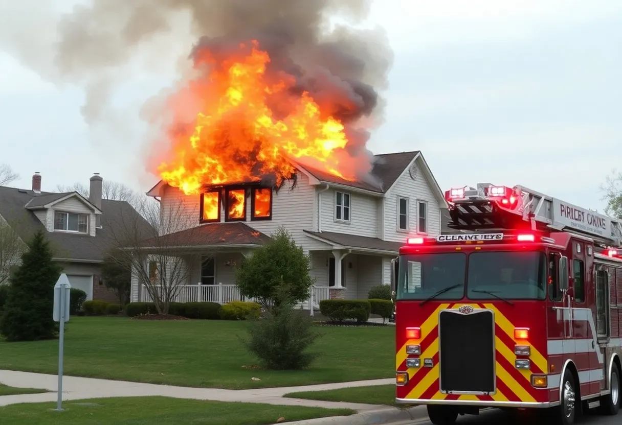 Emergency response to a house fire in Memphis