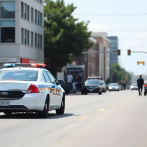 Police lights flashing in Memphis at night