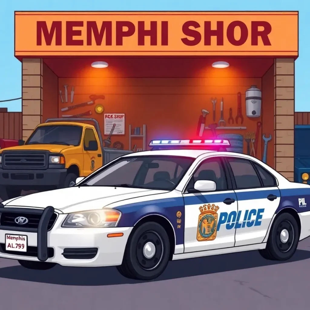 Police operation at a chop shop in Memphis