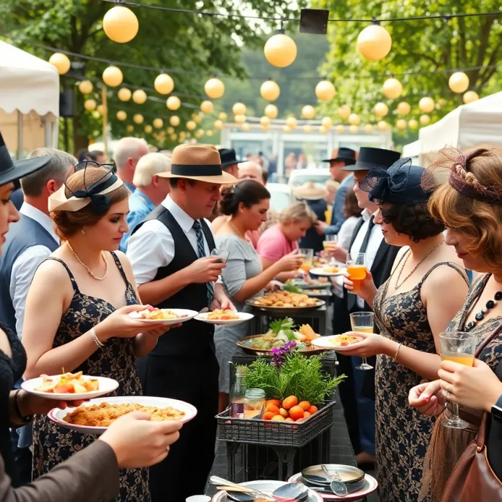 Attendees enjoying food and drinks at the Memphis Restaurant Festival