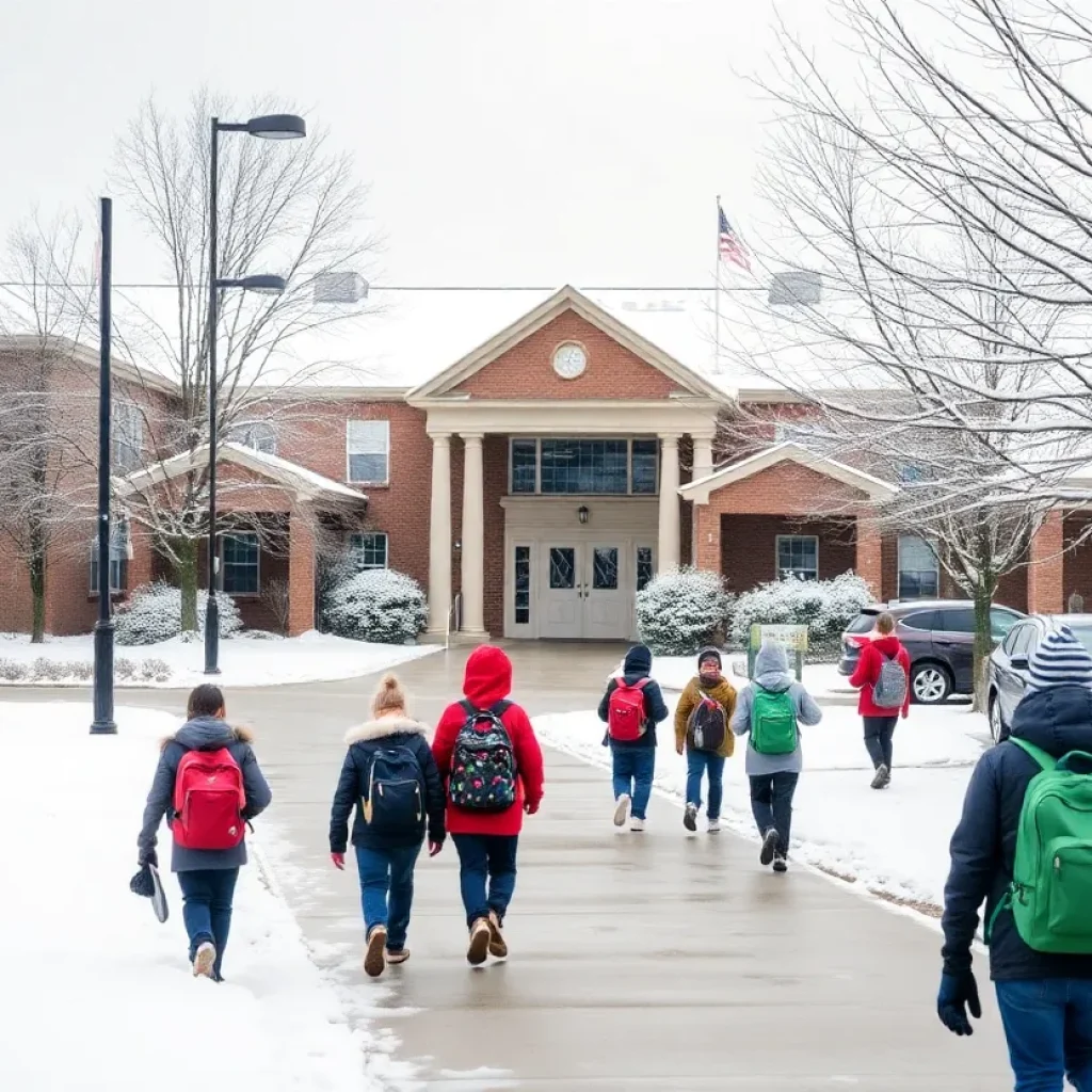 Students returning to school in Memphis after snowfall