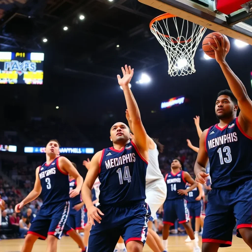 Memphis Tigers and Florida Atlantic Owls playing a college basketball game