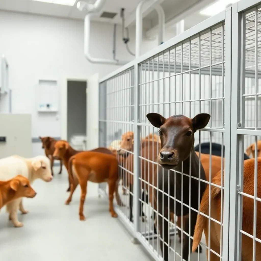 University of Memphis laboratory with animals in humane enclosures.