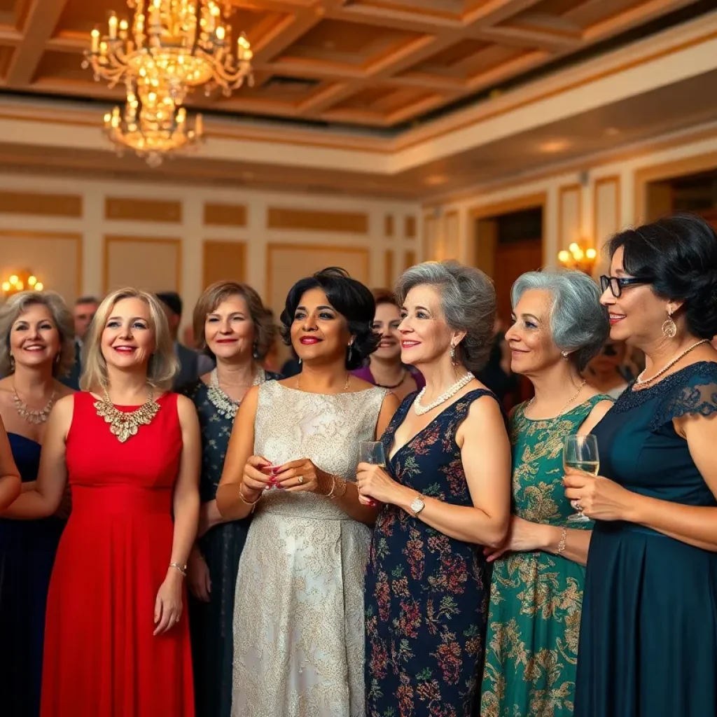 Guests at the 25th anniversary gala of the Phi Lambda Omega Chapter in a beautifully decorated venue.