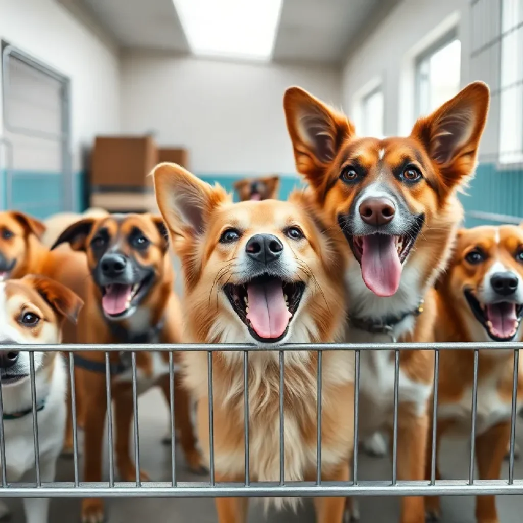 Group of rescued dogs at Memphis Animal Services shelter