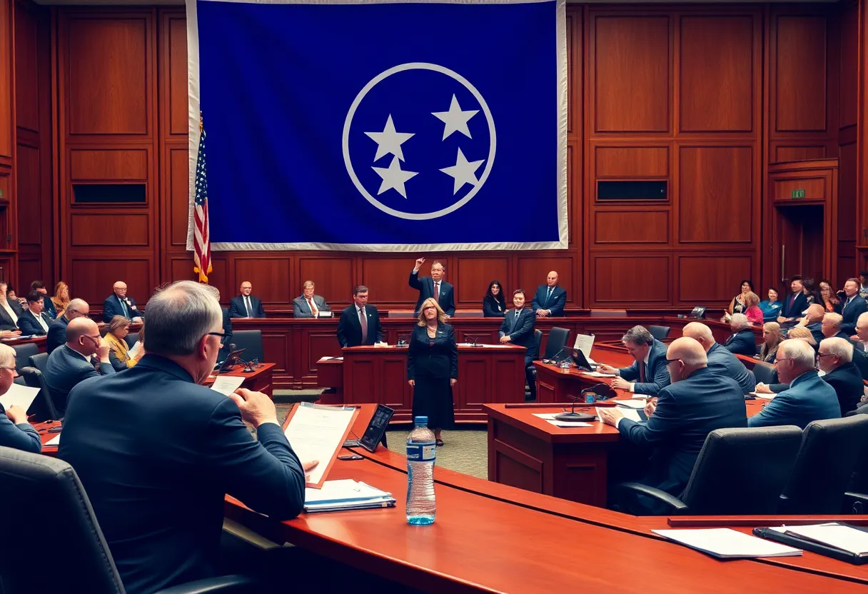 Members of the Tennessee General Assembly engaged in discussions during a special session.