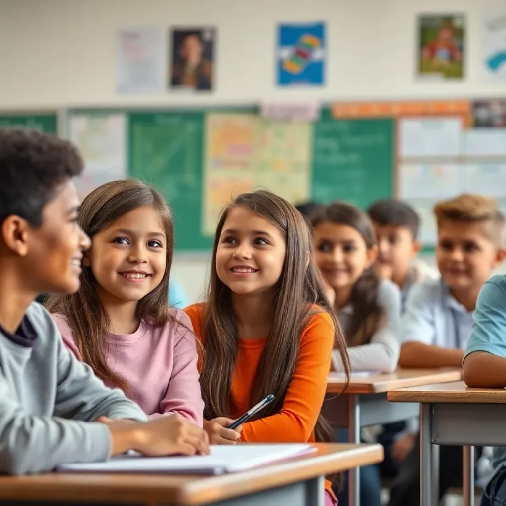 Diverse classroom representing both private and public education