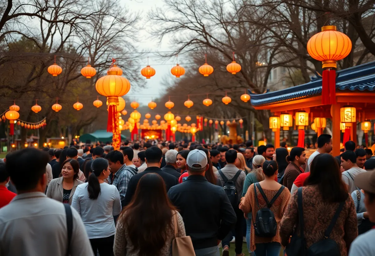 Community celebration in Memphis with lantern displays