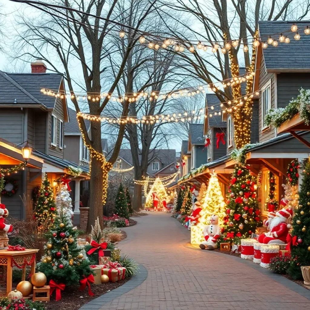 Colorful holiday decorations in a Germantown neighborhood