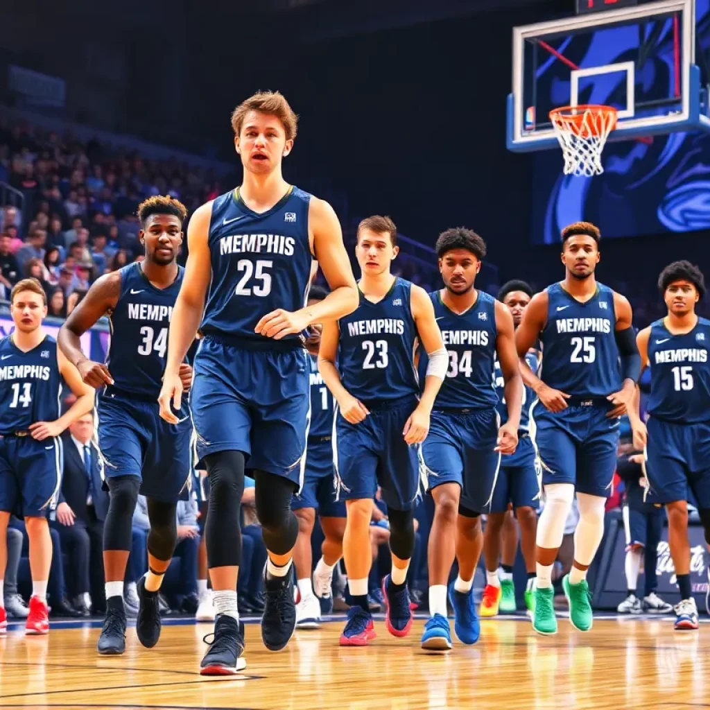 Memphis Tigers basketball players competing during a game